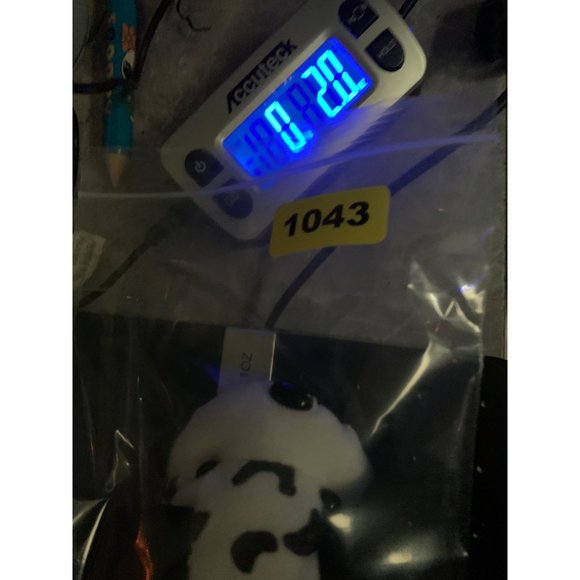 Small 6 Inch White Dog with Black Spots Brown Pleather Collar Plastic eyes Stain - Picture 9 of 9